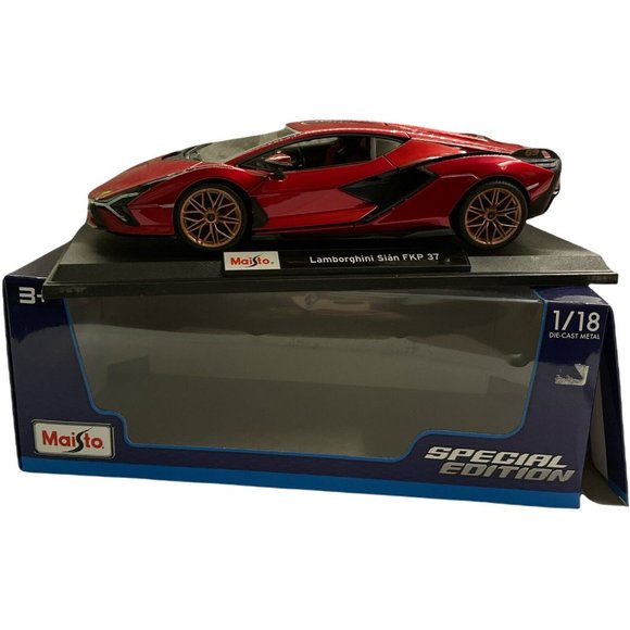Maisto 1/18 Scale Diecast metal Lamborghini Sian FKP 37 Red Special Edition - Picture 10 of 12